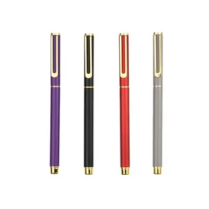 Sleek minimalist metal gel pens set with elegant gold hollow clips for business gifts