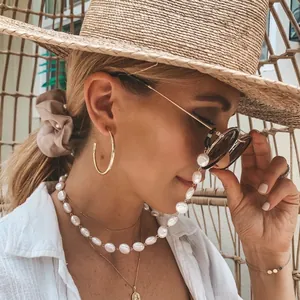 Elegante Künstliche Perlen Brillenkette Für Damen Mehrzweck Maskenkette Halskette Lanyard Halter Gold Legierung Handgefertigter Schmuck Zubehör