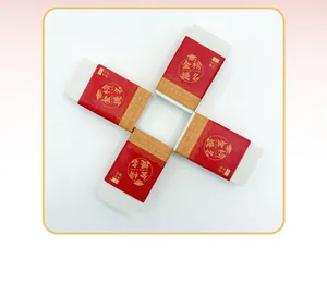 Detailed view of four high-quality 2B exam erasers with decorative red and gold sleeves.