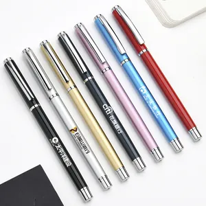Luxury Business Metal Gel Pen 0.5mm Black Ink Smooth Writing Sign Pen Minimalist Office Stationery Refillable Metallic Pen For Professionals