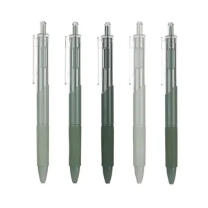 Set of five quick-dry retractable ST nib gel pens in aesthetic Morandi green tones