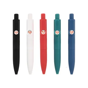 Set of five colorful mini retractable pocket gel pens with lucky blessing charms