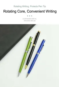 Set de tres bolígrafos metálicos giratorios de colores para oficina y firmas de negocios