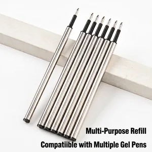 Metal Gel Pen Refill 0.5mm Black Blue Ink Large Capacity Replaceable Office Stationery Writing Supplies Smooth Professional