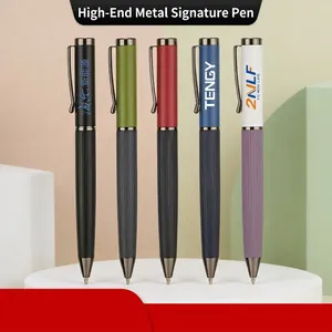Luxury Metal Ballpoint Pen Business Office Writing Pen With Vertical Stripe Grip Gift Stationery Smooth Rotating Pen