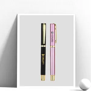 Professional high-end metal gel pens with gold accents for custom business logos