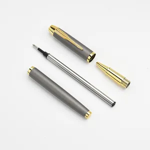 High-end professional luxury business ballpoint pen set in matte grey and gold