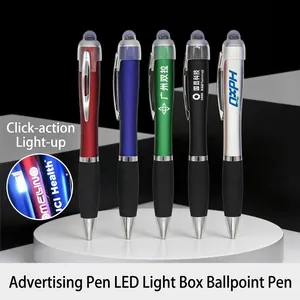 Multi-Functional LED Light Ballpoint Pen With Stylus Touch Tip 1.0 Black Ink Retractable Creative Plastic Office School Writing Pen Gift