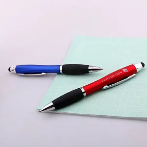 Professional custom metal ballpoint pen with capacitive stylus tip and rubber grip