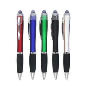 Multifunctional LED light-up ballpoint pens with touch stylus tip in five colors