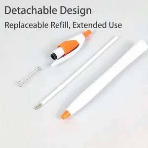 Bolígrafo desmontable blanco y naranja con recambio de tinta negra de secado rápido