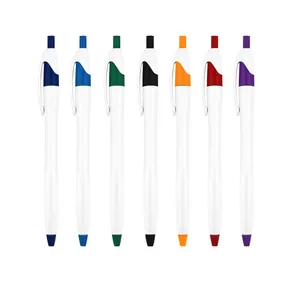 Juego de 7 bolígrafos retráctiles de colores con cuerpo blanco para regalo