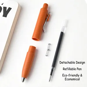 Mini portable orange gel pen with detachable design and replaceable ink refill for easy carry