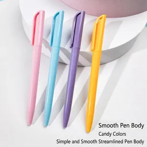 Set of four candy-colored ballpoint pens with a sleek, streamlined body for promotional gifts