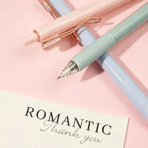 Druckkugelschreiber Gelstift Süßigkeitenfarben Roségold Metallclip Schwarze Tinte Softgrip Büro Schule Schreibwaren Schreibstift