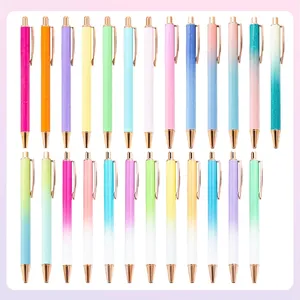 Set of creative glitter metal retractable ballpoint pens with rose gold accents