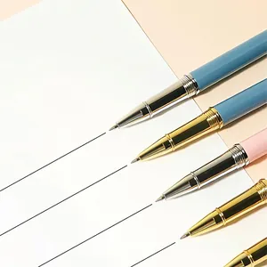 Professional Luxury Metal Gel Ink Pen High-End Business Signature Pen Minimalist Aluminum Office Writing Pen With Gold Silver Clip