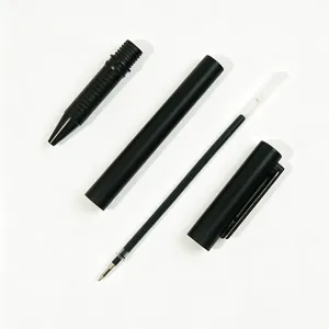 Sleek matte black metal gel pen disassembled showing high-quality durable components