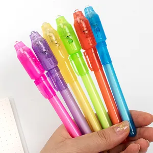 Multi-functional UV Light Invisible Ink Pen Creative Plastic LED Magic Secret Message Pen for Kids Party Gift School Stationery