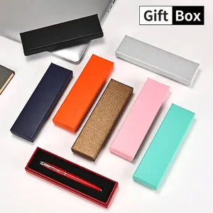 Luxury Paper Pen Gift Box Business Stationery Storage Case With Sponge Lining Top And Bottom Lid Packaging Box For Single Pen