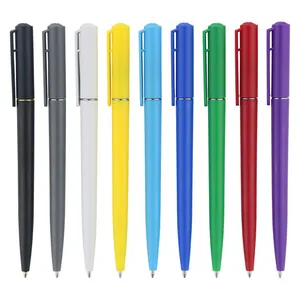 Set of nine multi-colored twist action ballpoint pens for promotional and office use