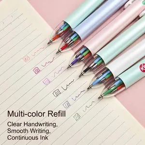 Penna a sfera a scatto a 6 colori per ufficio e scuola in delicate tonalità pastello