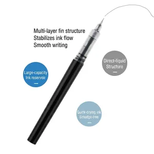 Zwarte 0,5 mm rollerballpen met vloeibare inkt, sneldrogend en naaldpunt