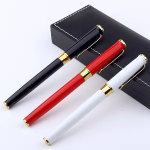 Elegant set of 3 metal business pens in black red and white with gold trim details