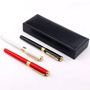 Premium metal business gel pen set with luxury black gift box for corporate office use