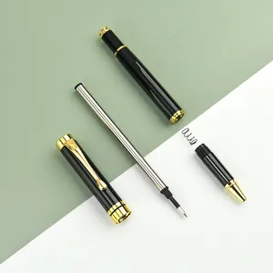 Premium black metal rollerball pen with gold accents for corporate business gifts