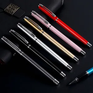 Professional Metal Gel Pen 0.5mm Black Ink Business Office Signature Pen Hollow Clip Design For Writing Smoothly School Stationery Gifts