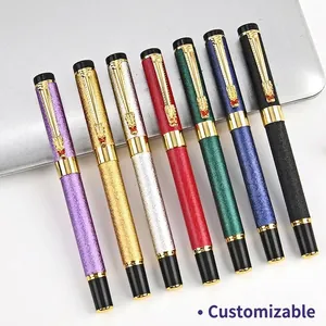 High Grade Metal Rollerball Pen Luxury Business Dragon Clip 0.5mm Tip Stationery Office Writing Pen For Gift Set