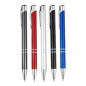 Set of five premium metal retractable ballpoint pens in multi-colors for business office