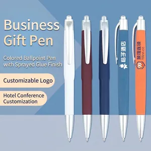 Professional Retractable Ballpoint Pen Matte Finish Metal Clip Writing Tool Office Meeting Stationery Supplies