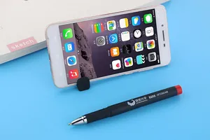 Professional black gel pen with phone stand holder and custom logo print space