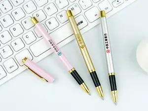 Elegant custom metal business signature pens in pink, gold, and silver finishes
