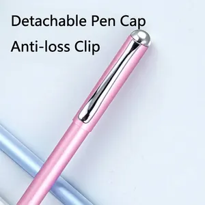 Professional pink metallic gel pen featuring a silver clip and removable cap for business