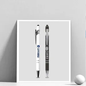 Premium business metal click pen with custom logo printing and capacitive touchscreen tip