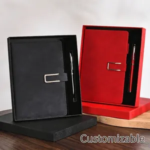 Business Kraft Paper Artificial Leather Notebook Signature Pen Collection With Hardcover Gift Box And Tote Bag For Office