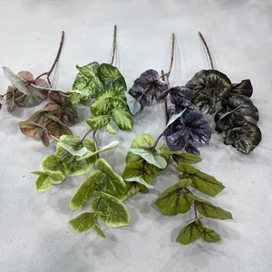 Various artificial large leaves with detailed textures and natural color patterns