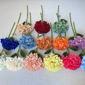 Various colorful single stem artificial hydrangea flowers for wedding and home decor