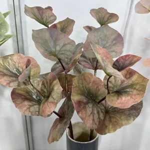 Close-up of Nordic style artificial lotus leaves with unique vintage gradient colors