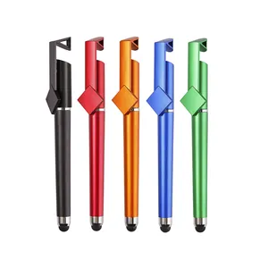 Multifunctional 3-in-1 stylus gel pens with phone stand clip in five colors