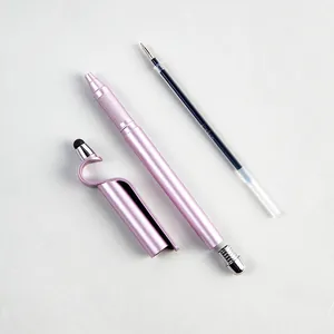 Penna gel business in metallo viola di alta qualità con pennino capacitivo e supporto telefono