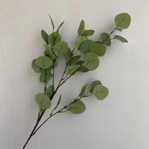 Gedetailleerd overzicht van kunstmatige eucalyptus tak met groene bladeren