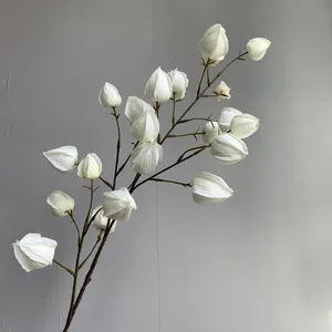 Gros plan d'une branche de physalis artificielle blanche avec textures réalistes.
