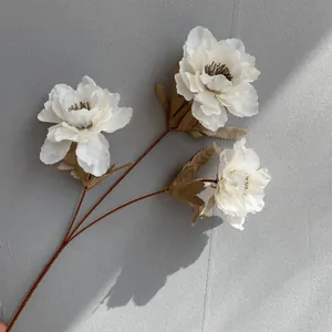 Detail view of 3-headed artificial peony flower for Nordic wedding venue decoration