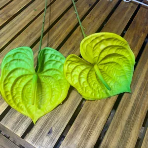 Realistic 3D printed artificial yellow and green Anthurium flowers for wedding decor