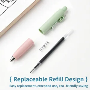 Modern retractable gel pen with replaceable ink refill and contrast color aesthetic