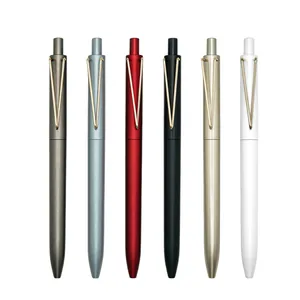 Luxury retractable business gel pen set with stylish golden V-shaped clip in six colors